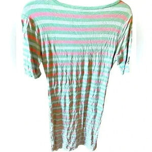 Lularoe small mint & pink, and white striped Julia pencil dress in stretchy knit
